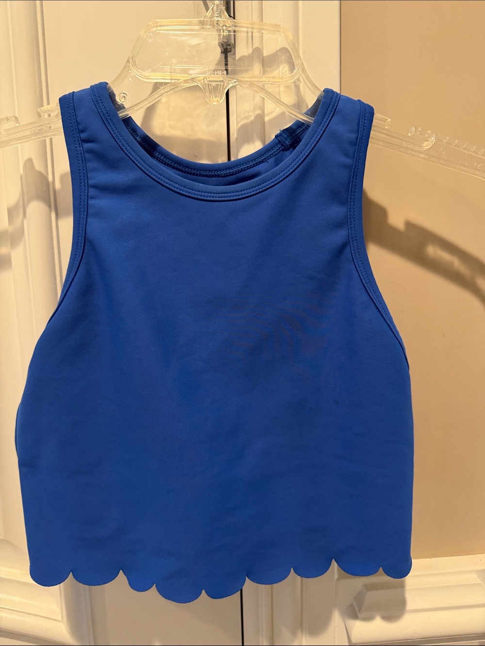 Aqua Royal Blue Scalloped Hem Athletic Tank Top - Women